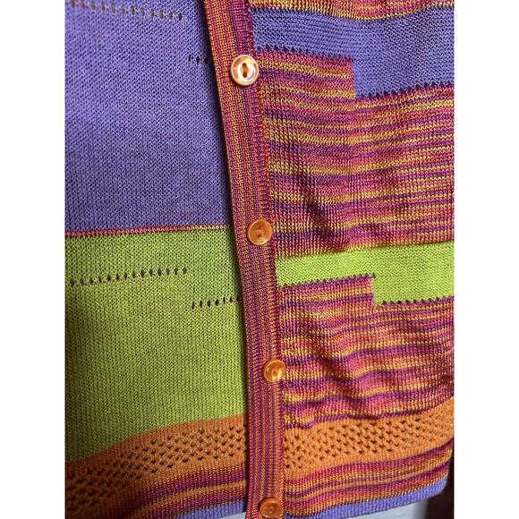 Etcetera Bright Multicolored Long Sleeve Button Cardigan Funky Y2K Style Small - Picture 8 of 8
